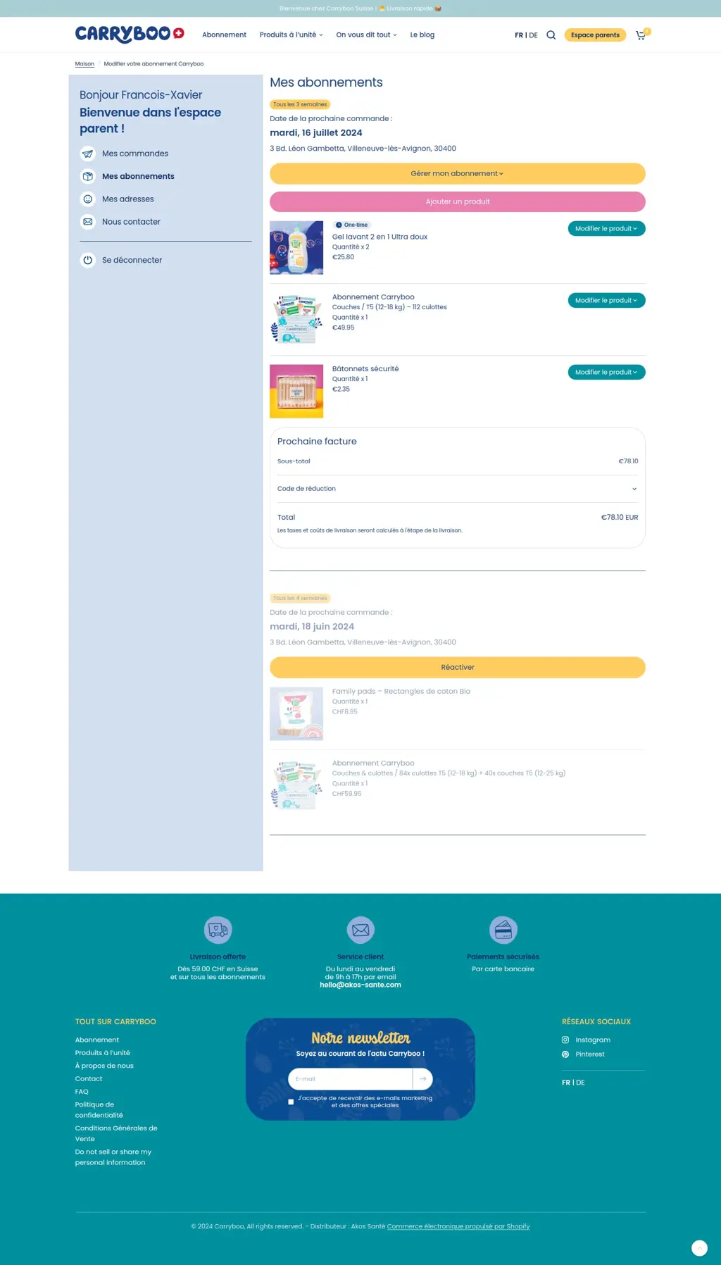 Customer subscription management