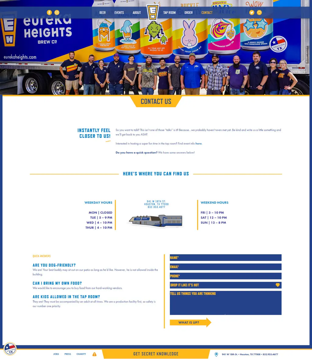 Contact page desktop