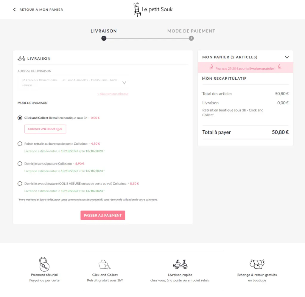 Checkout shipping desktop